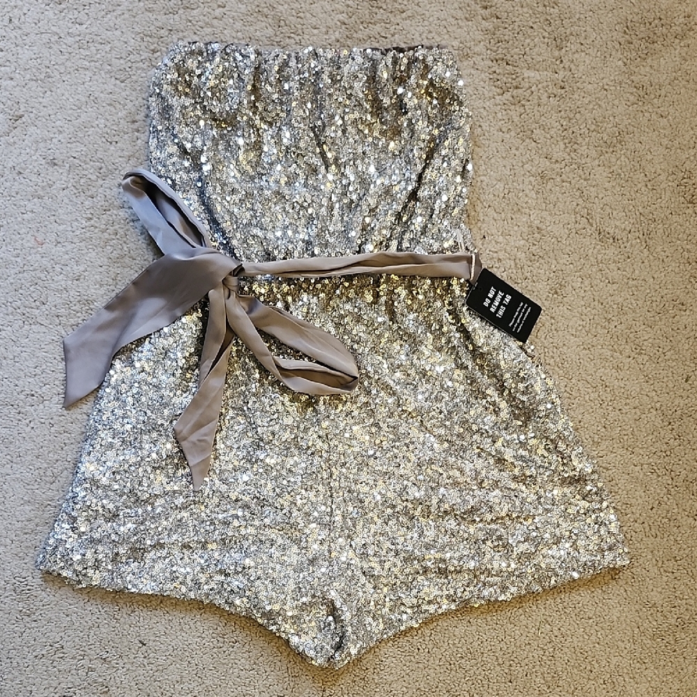 Express Silver Sequin Romper
